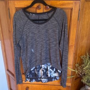 Lululemon Athletica Charcoal Long Sleeve with Floral Detail